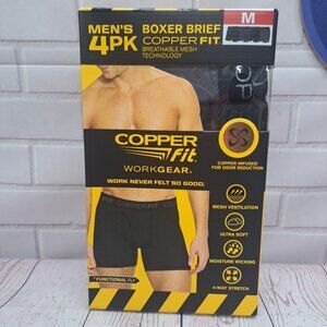 4PK Copper Fit Mens Performance Workgear Boxer Briefs MED 32-34  Copper Infused